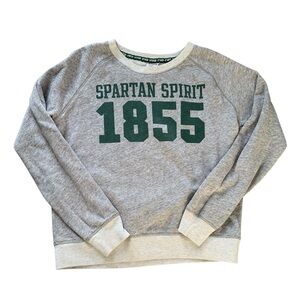 Pink with 5th & Ocean Gray Spartan Spirit 1855 Crewneck Sweatshirt L